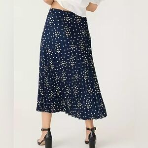J.Crew Pleated Pull-on Luster Charmeuse Midi Skirt Navy Floral Plus Size 2X